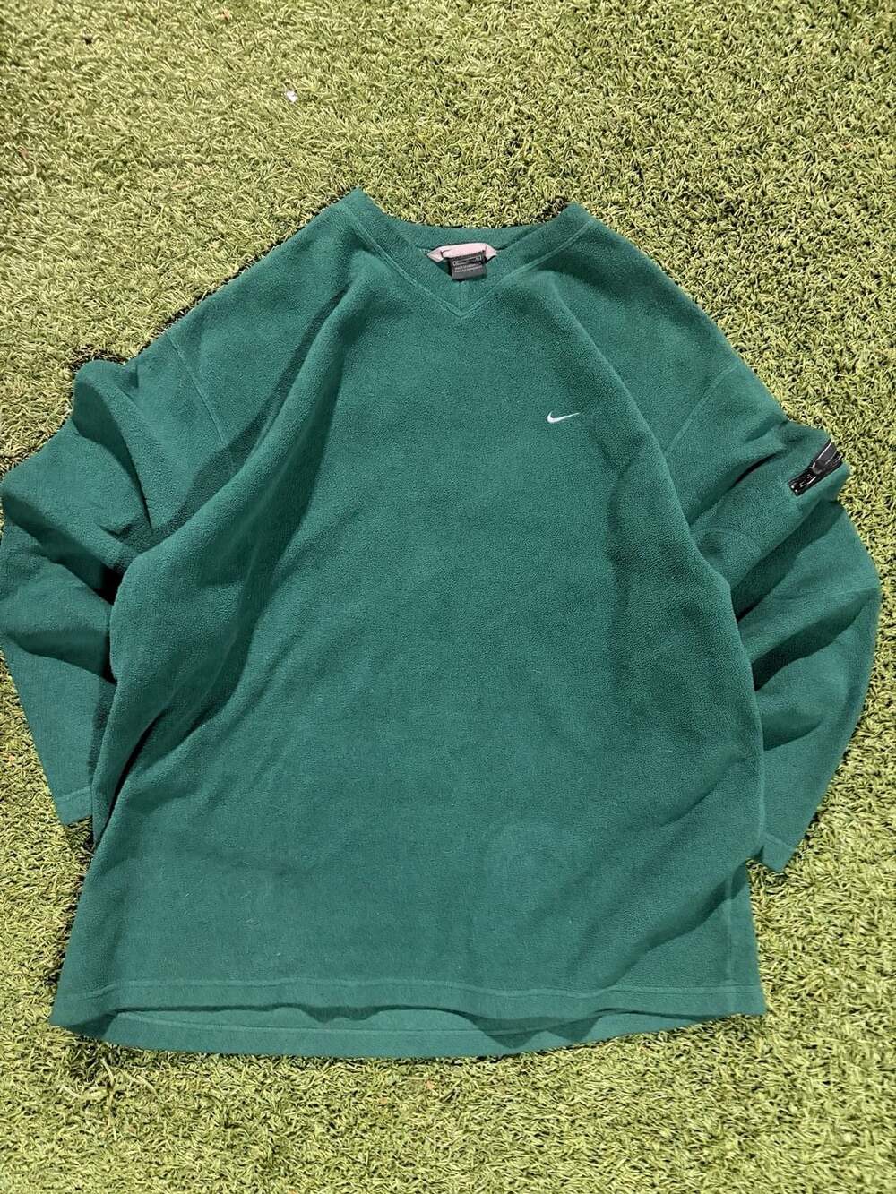 Vintage 2000s Nike Forest Green V-Neck Fleece Sweatshirt XL